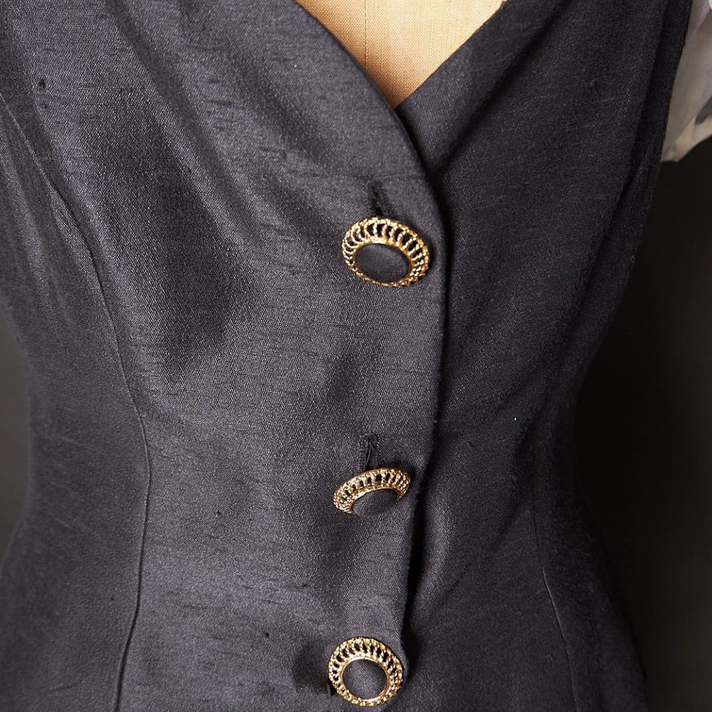 Vintage 1980s Fitted Puff Sleeve Top Blouse